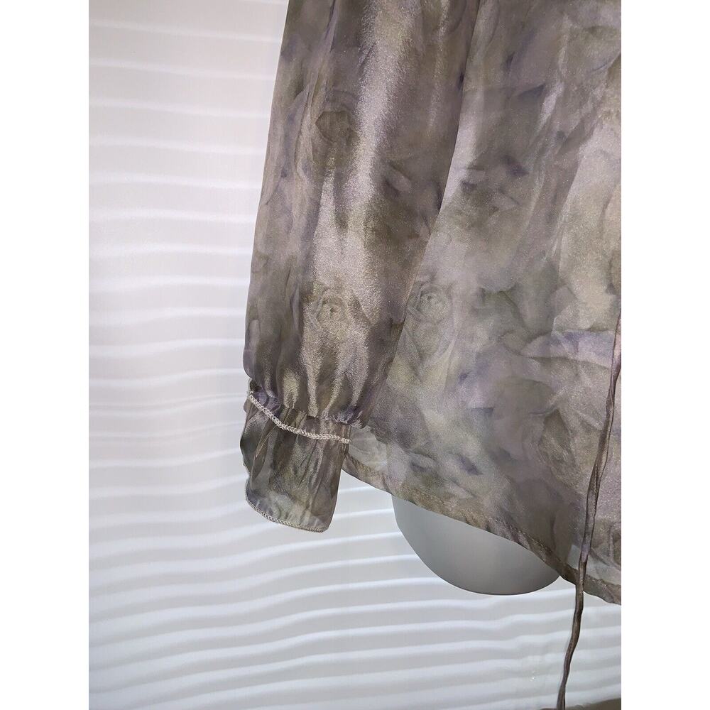 POL Floral Sheer Long Sleeve Ruffle Top Size Small - Picture 4 of 7